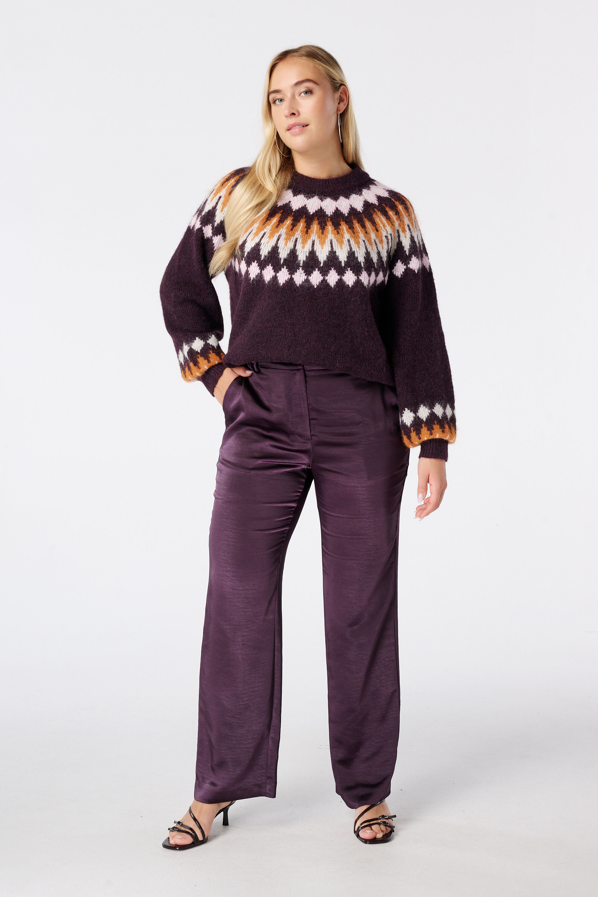 Pantalon aspect satin&eacute;