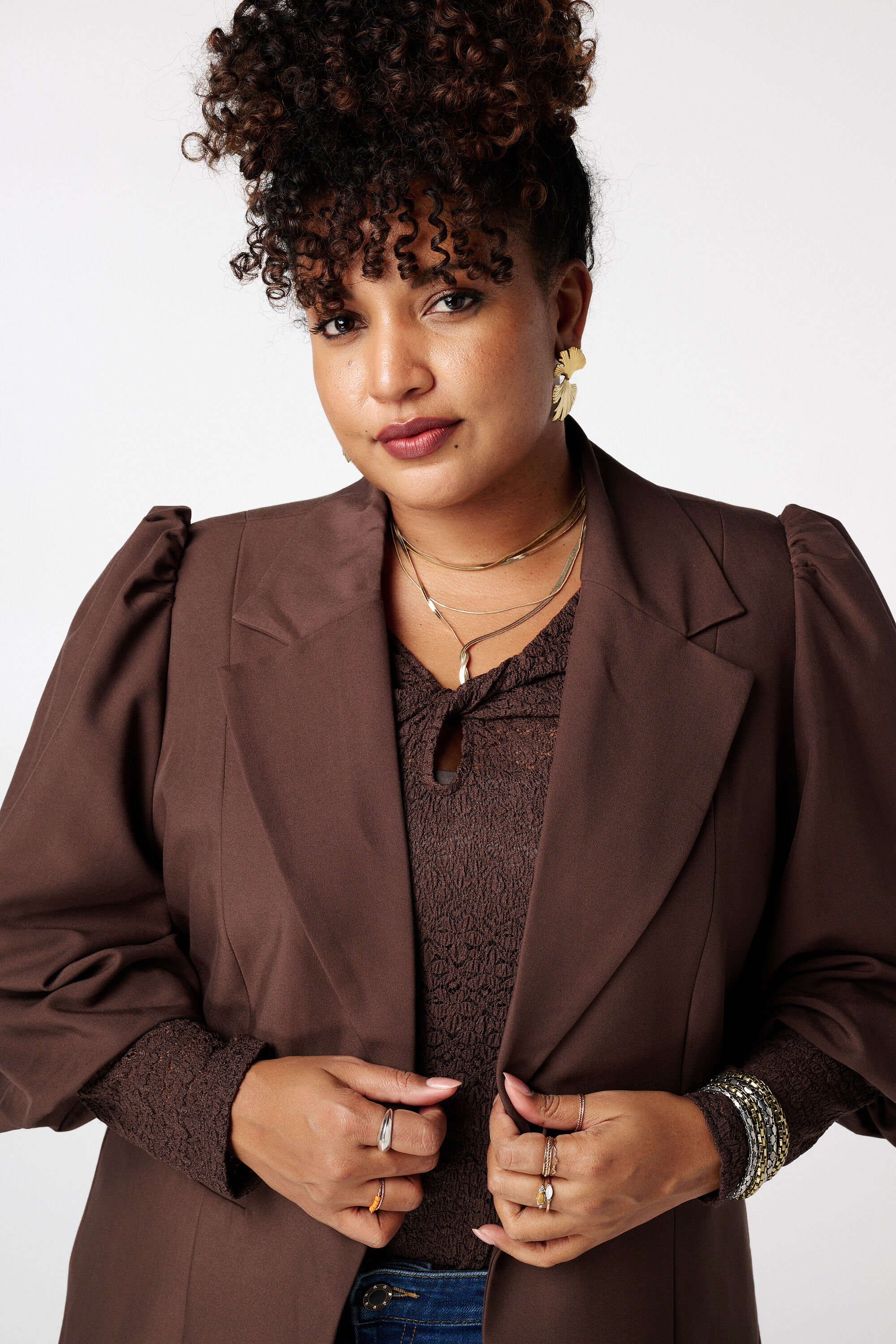 Blazer &agrave; manches bouffantes courtes image number 4