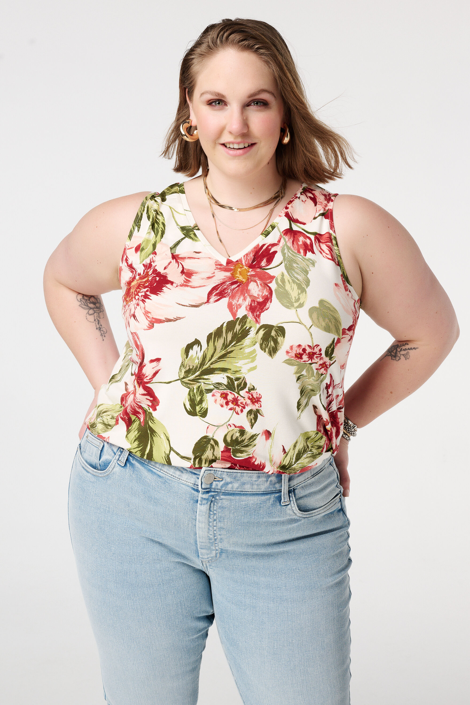 D&eacute;bardeur avec col en V et imprim&eacute;