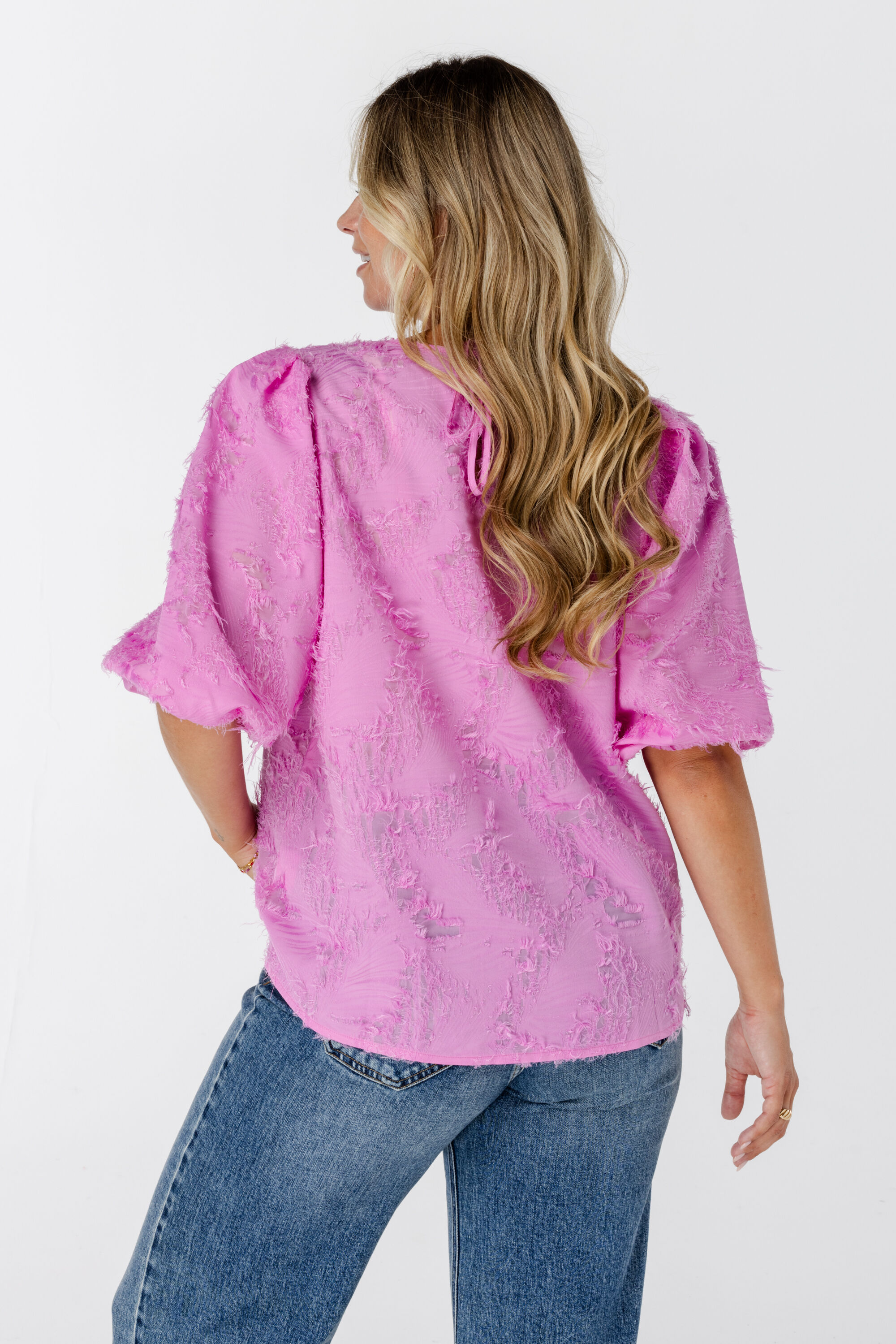 Chemisier &agrave; manches courtes bouffantes image number 3