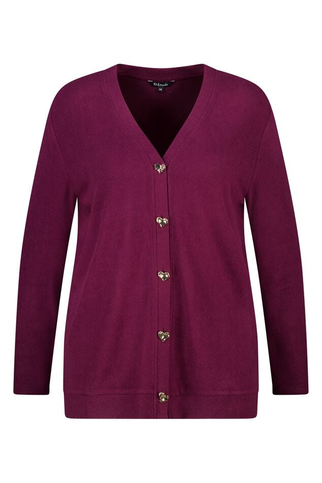 Cardigan avec boutons en forme de cœur dorés image number 1