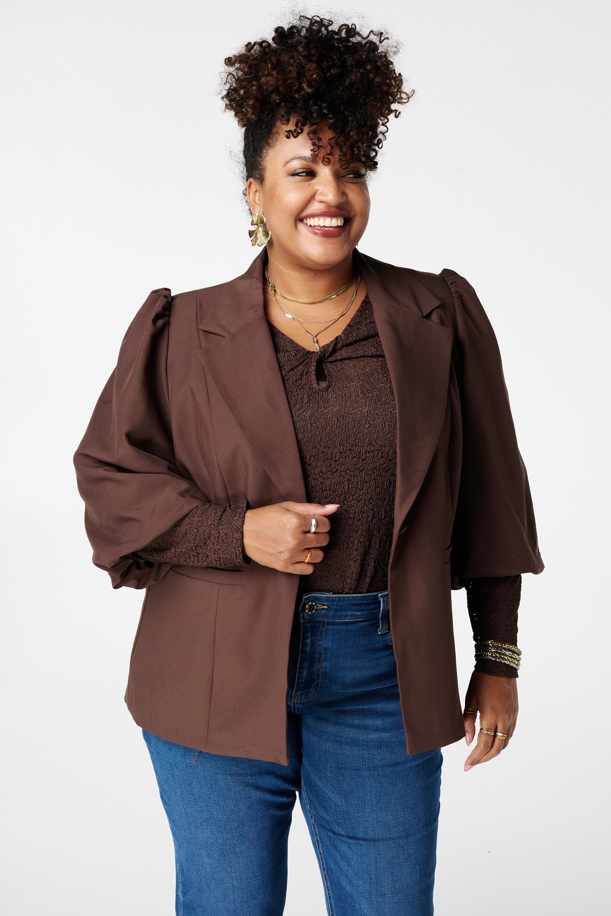 Blazer &agrave; manches bouffantes courtes