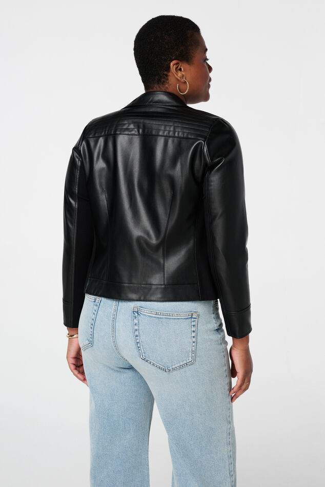 Veste élégante en cuir ornée de détails argentés image number 3