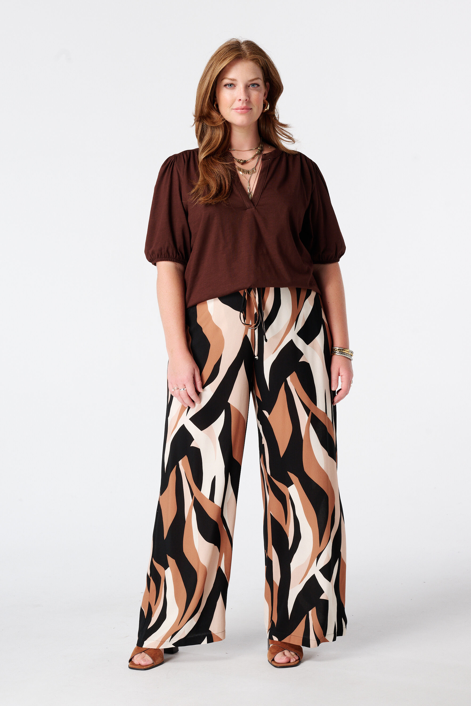 Pantalon wide leg &agrave; imprim&eacute;