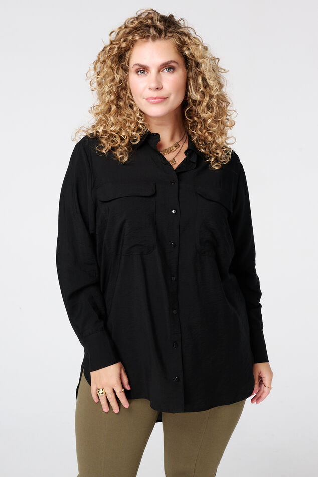 Blouse mi-longue avec poches décoratives image number 0
