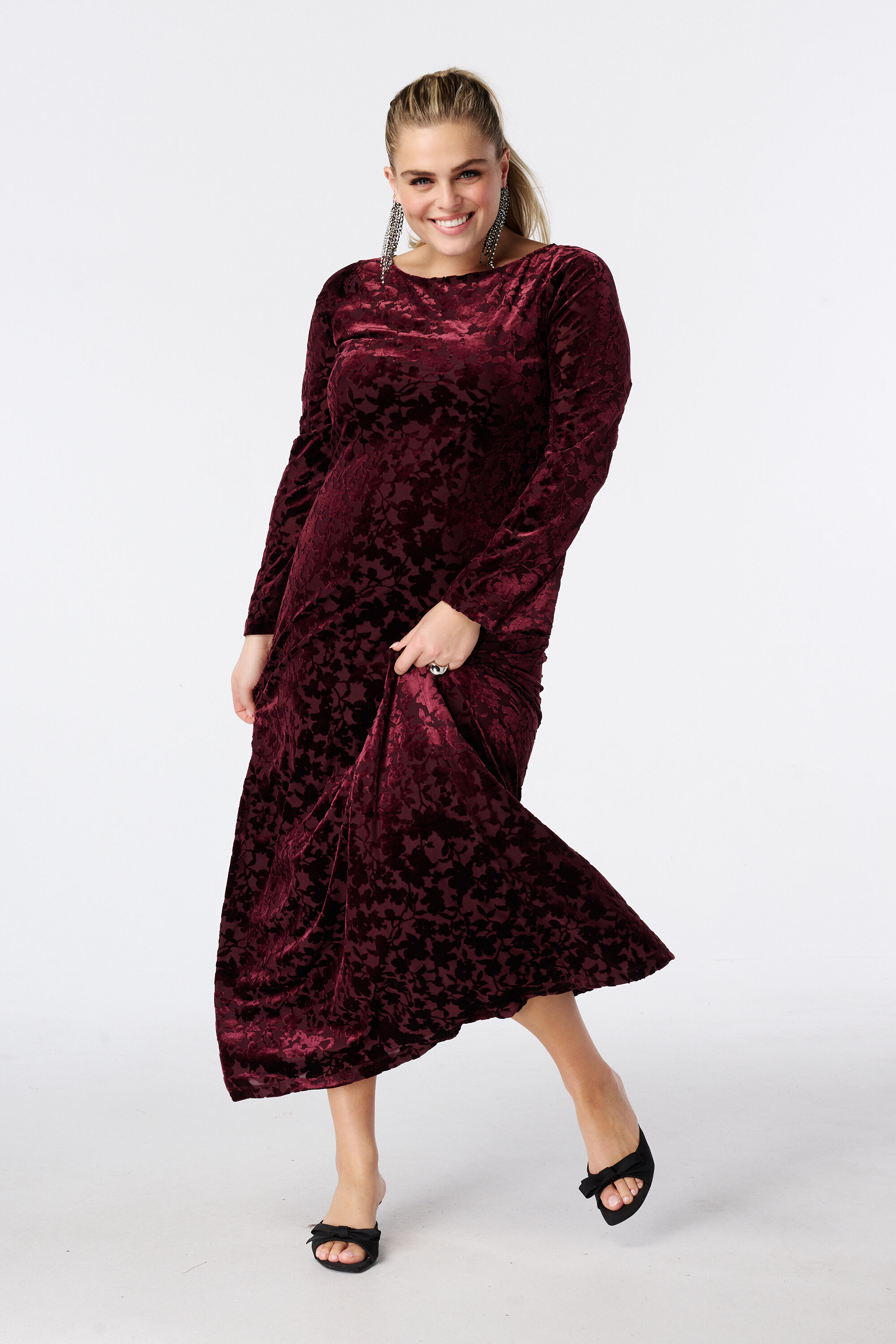 Robe longue en velours