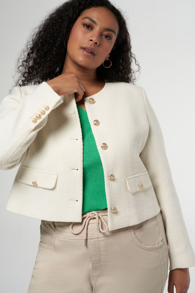 Veste courte en tweed avec boutons métal image number 0