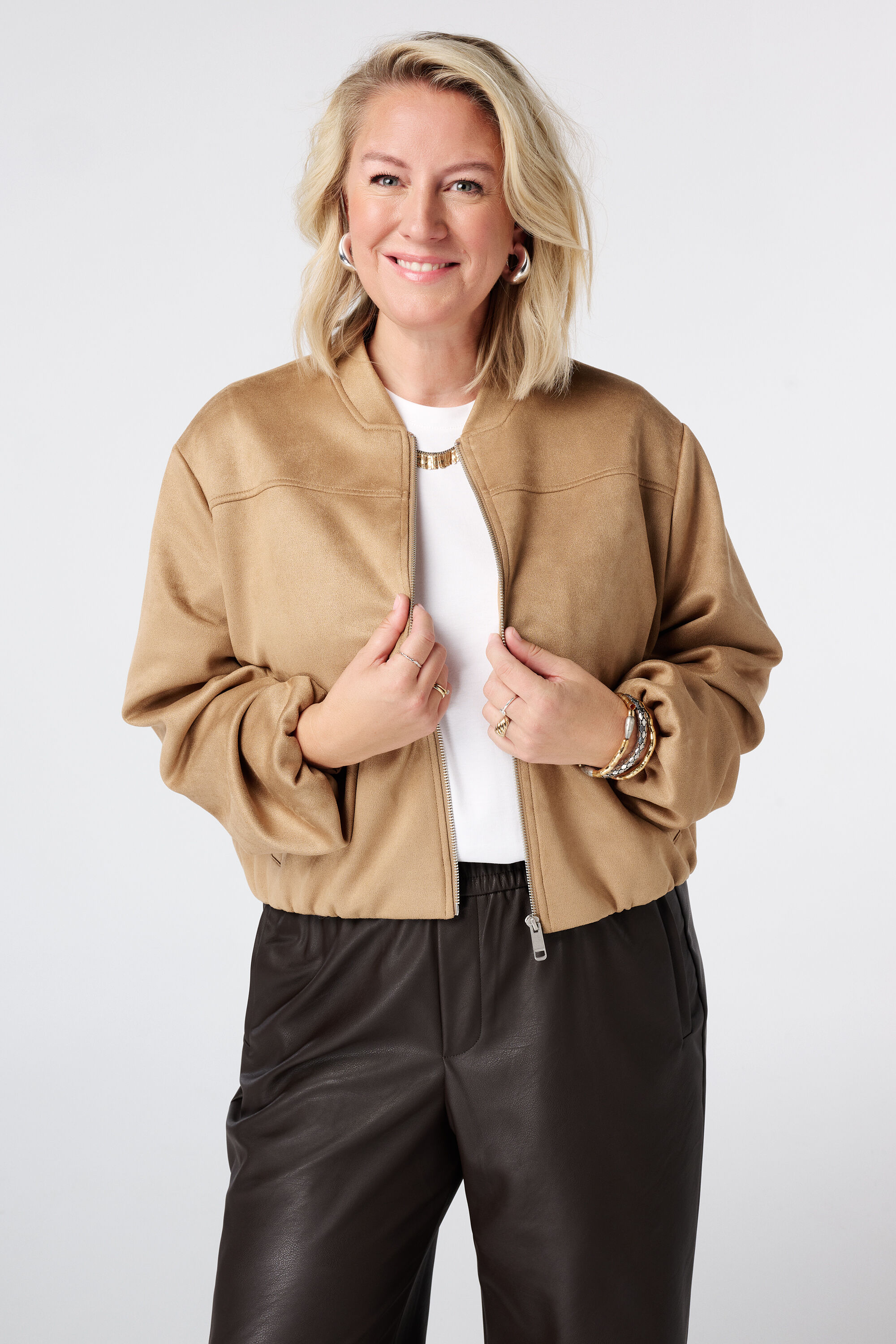 Blouson bomber en su&eacute;dine