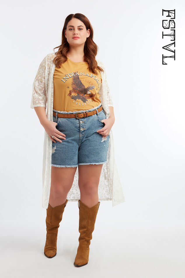 Shorts effilochés avec fermeture boutonnée image number 0