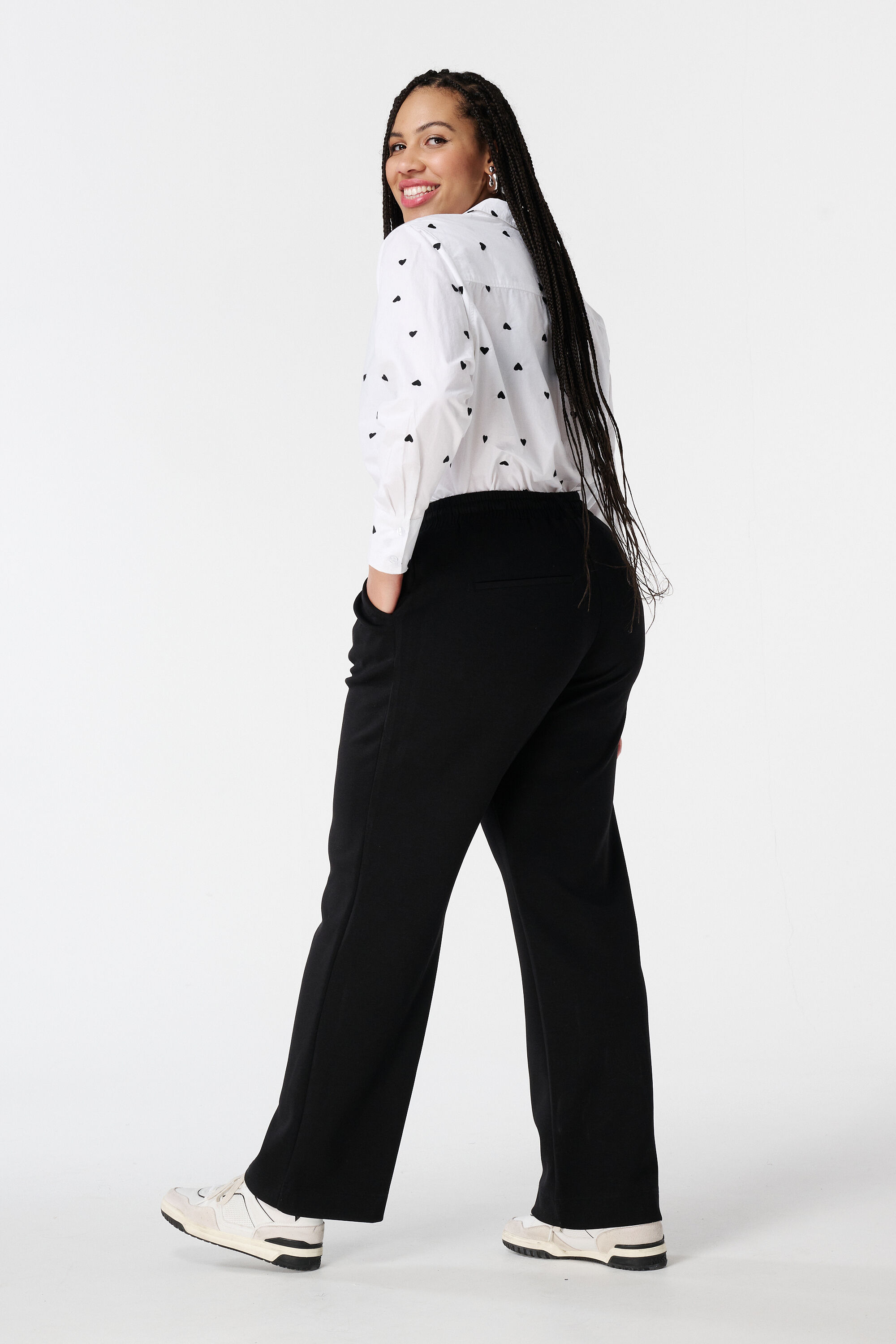 Pantalon avec taille &eacute;lastique et couture d&eacute;corative image number 3