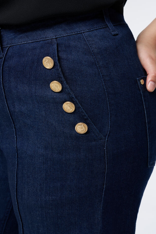 Pantalon en denim avec boutons dorés image number 4