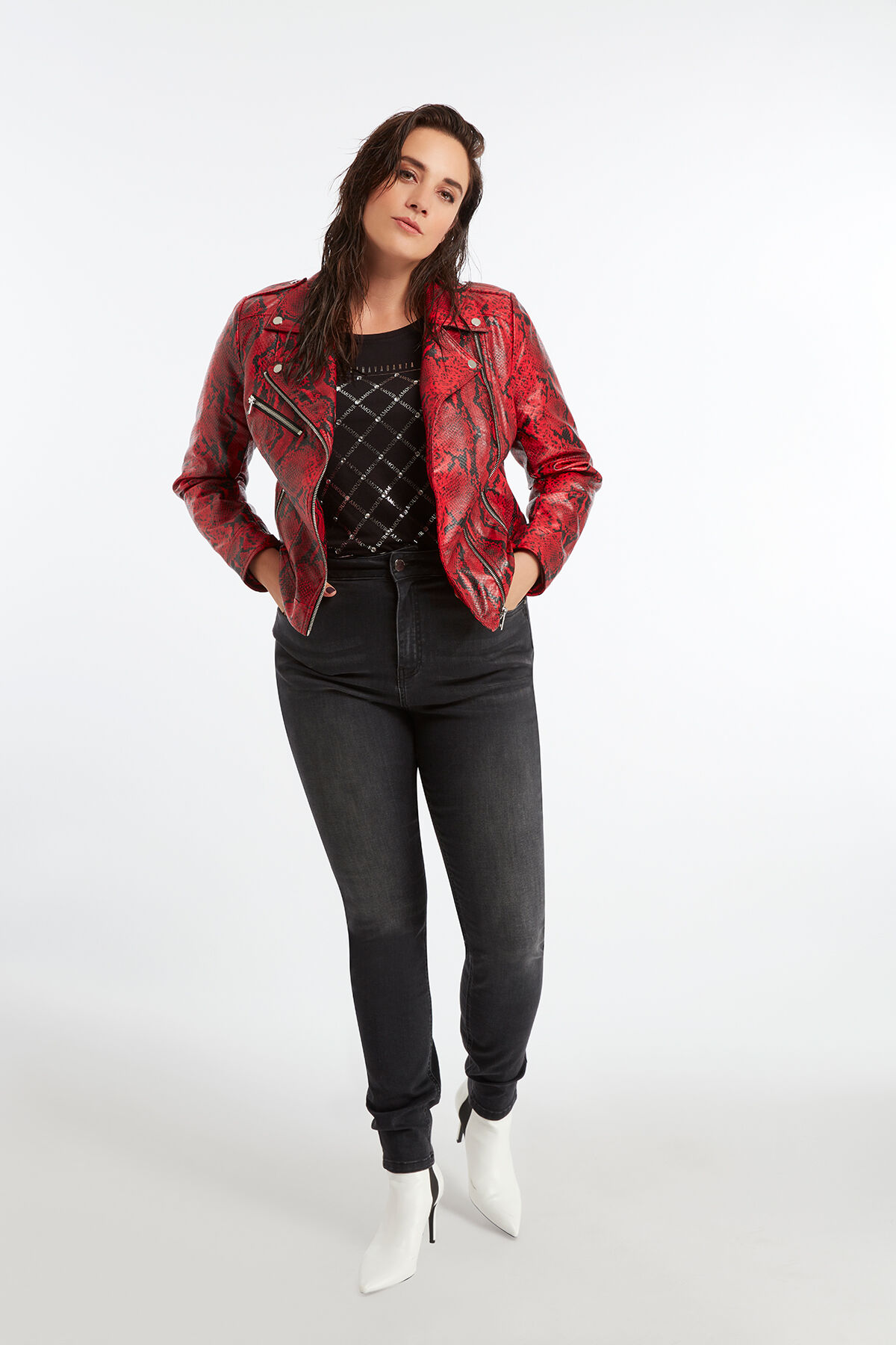 Veste motard imprim&eacute; serpent image number 3