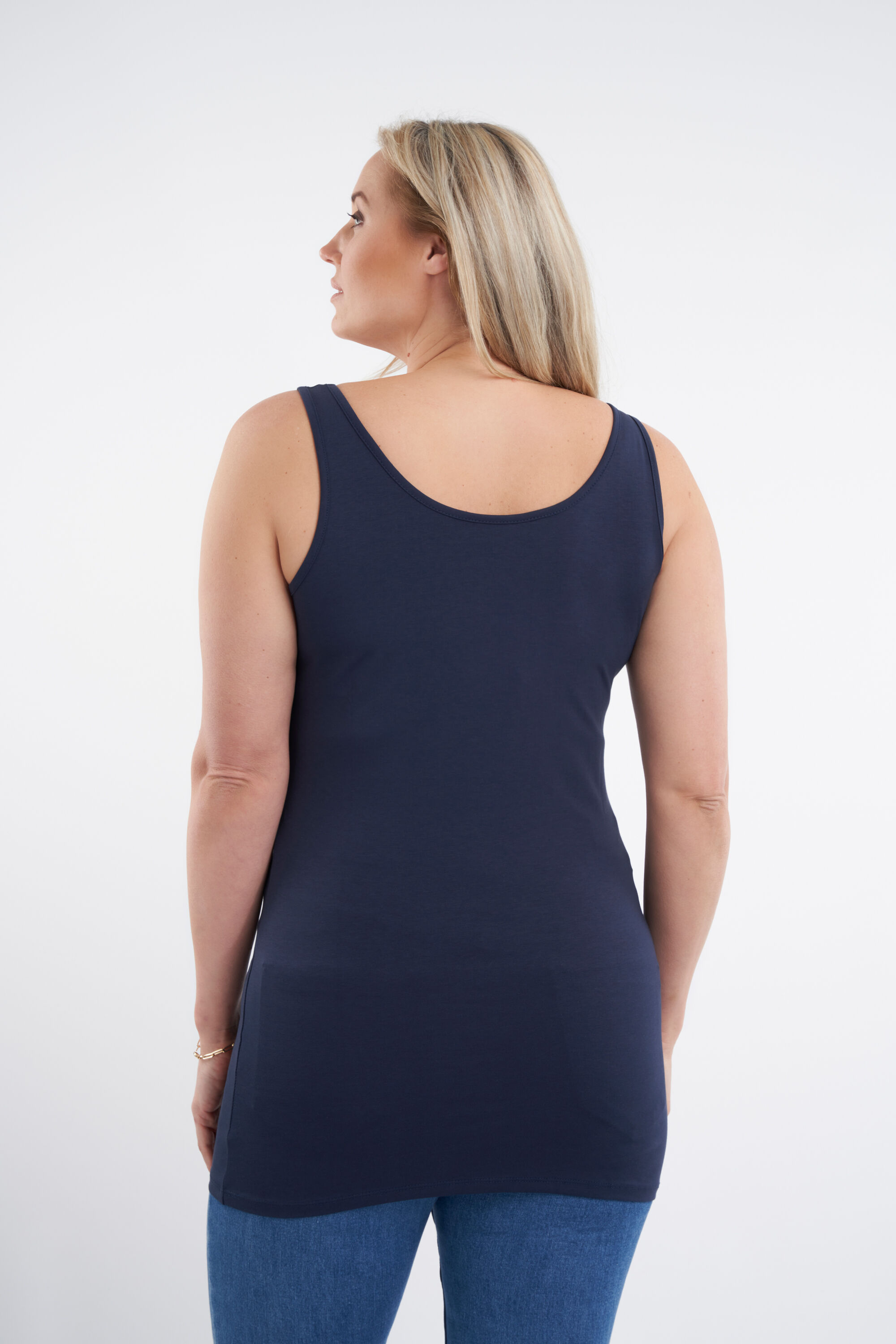 Femmes Debardeur long en coton Marine MS Mode