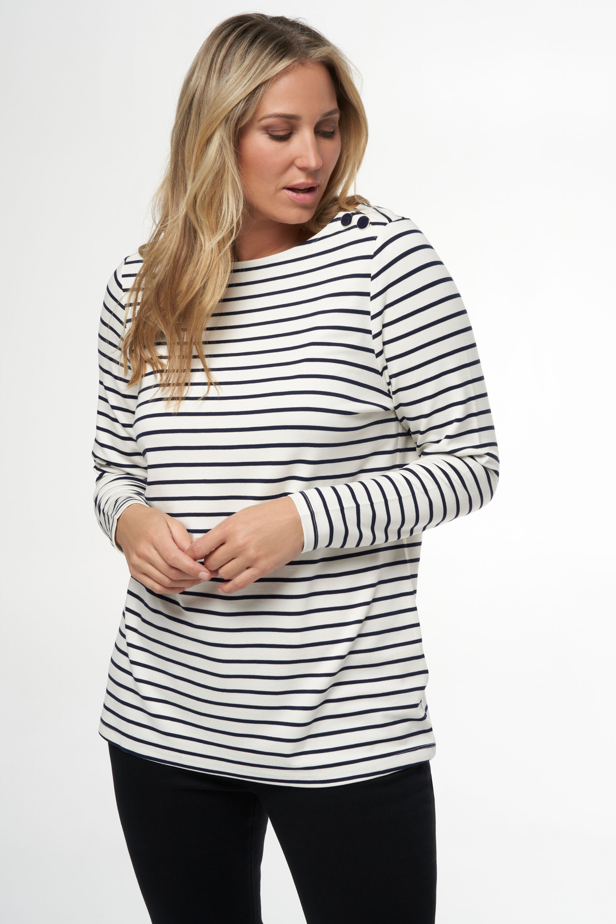 T shirt manche sales longue rayé femme