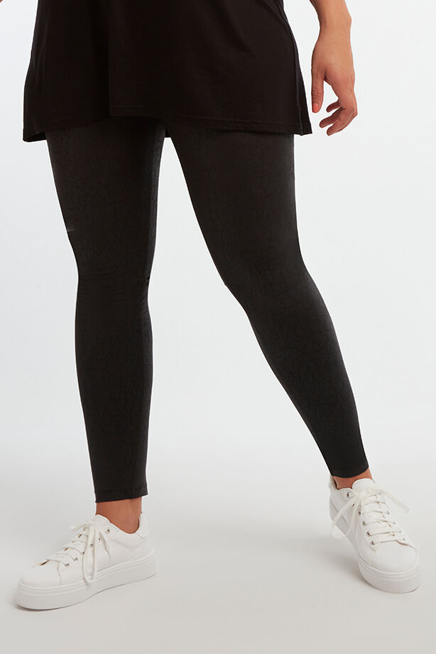 Legging effet mouill&eacute; avec imprim&eacute; craquel&eacute; image number 5