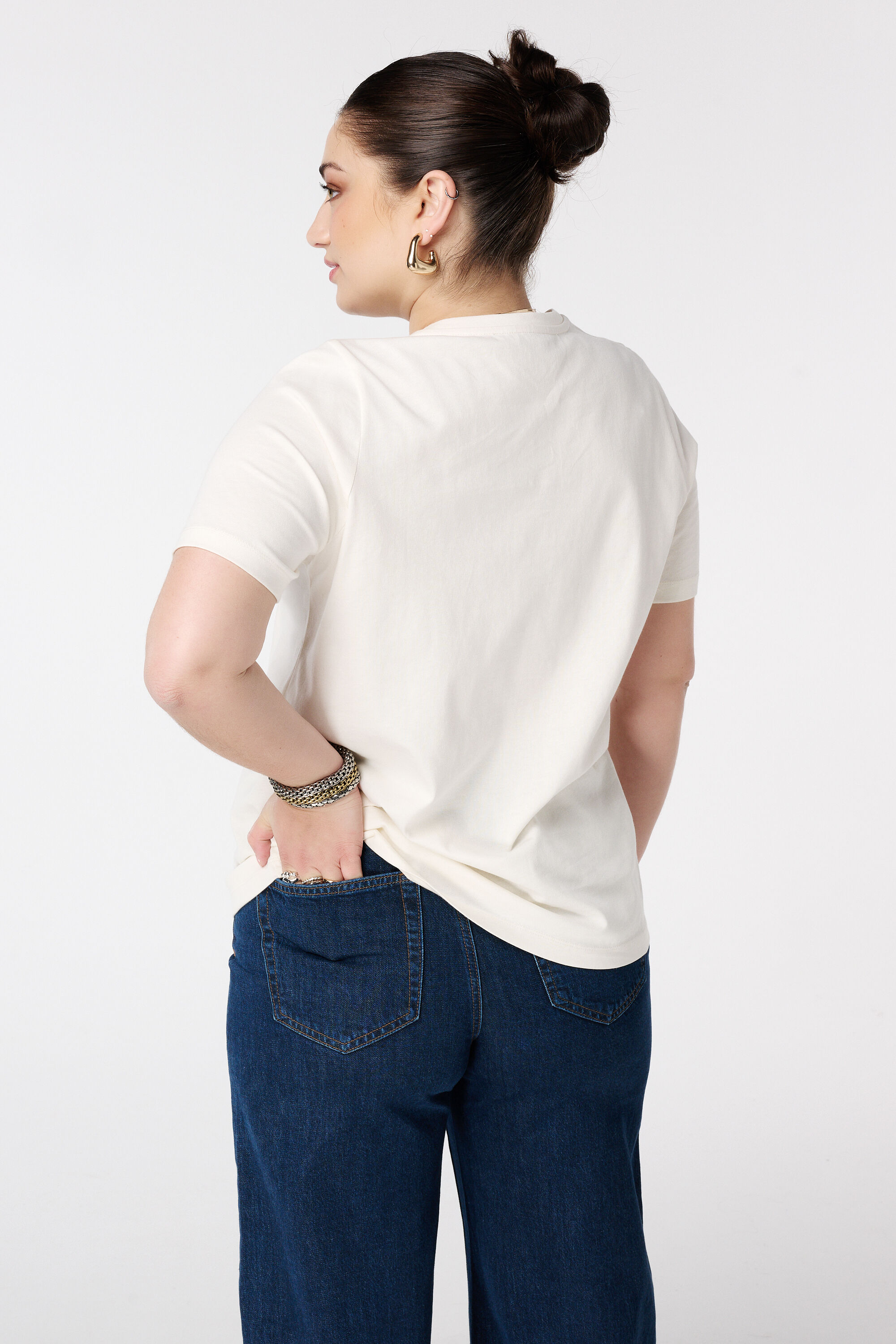 T-shirt imprim&eacute; avec texte effet denim image number 3