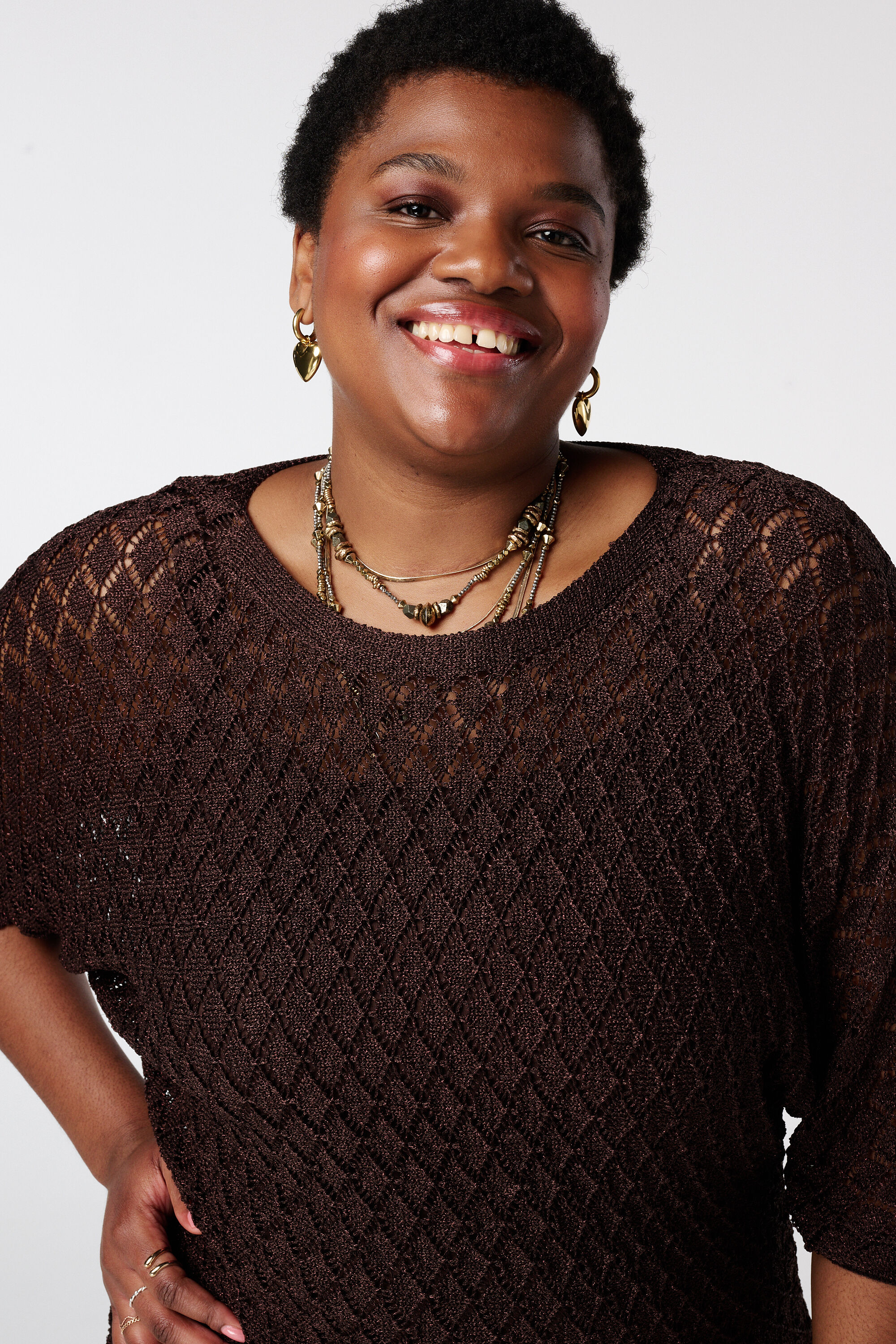 Pull crochet&eacute; avec lurex image number 4