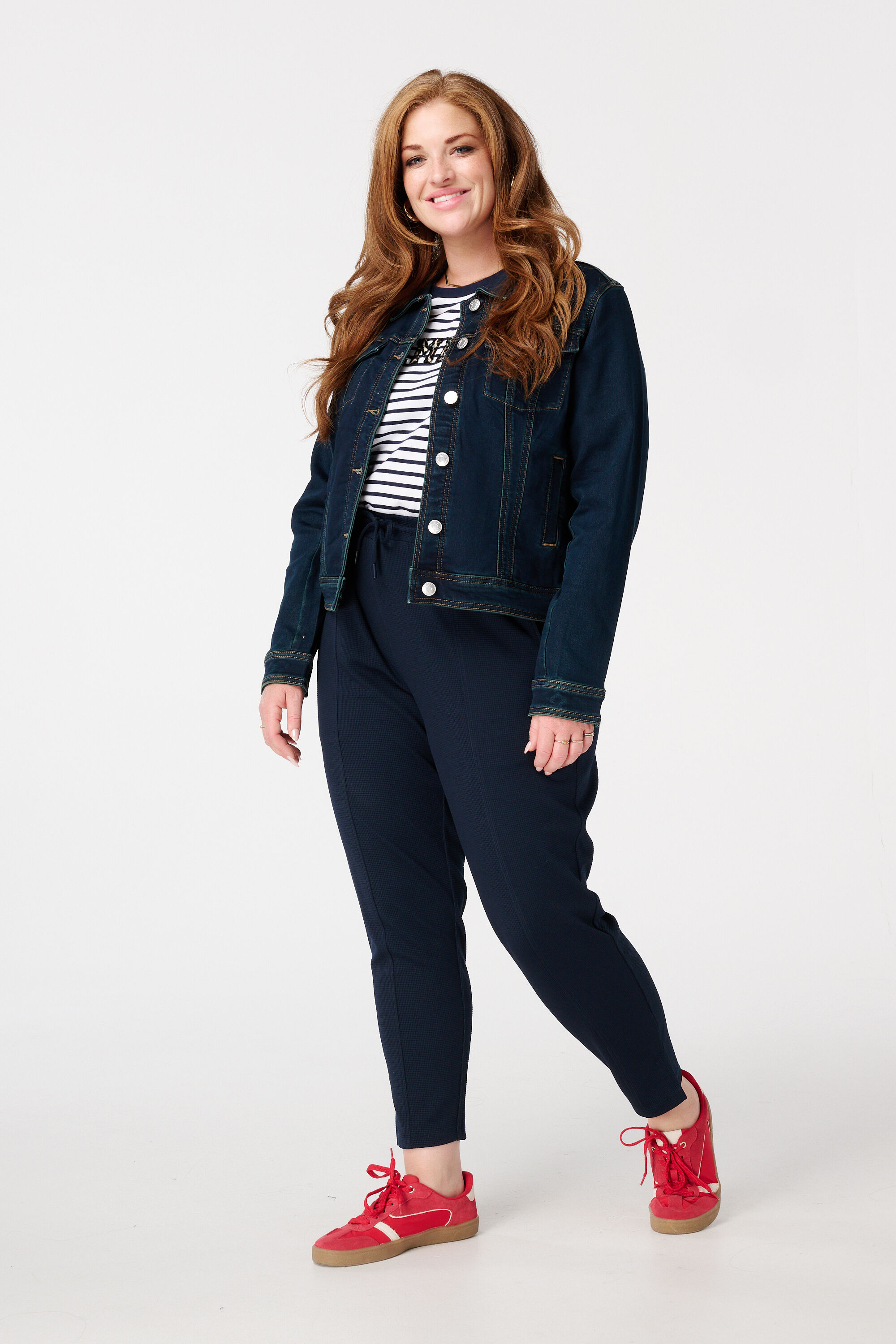 Veste en jean bleu fonc&eacute; avec stretch image number 5