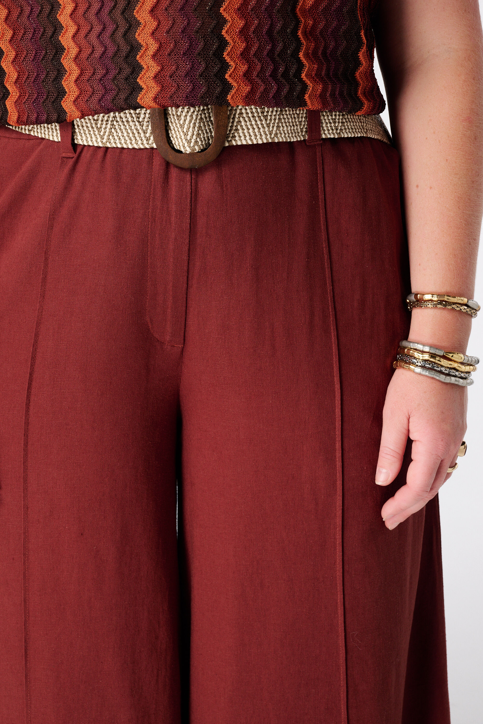 Pantalon wide leg en lin avec ceinture image number 4