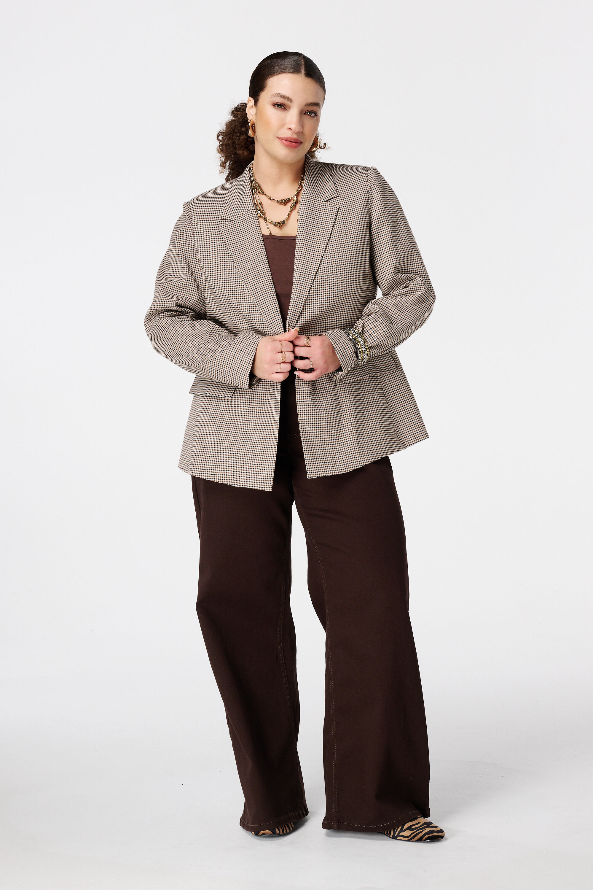 Blazer &agrave; carreaux avec fermeture &agrave; boutons image number 5