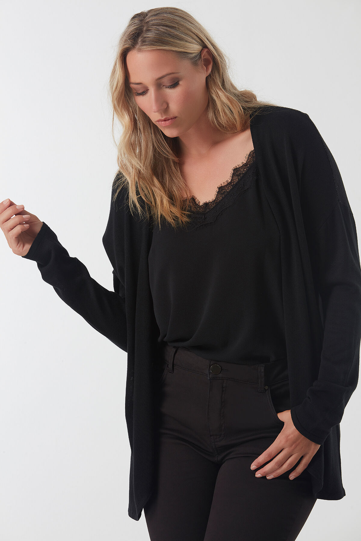 Cardigan ouvert avec imprim&eacute; tigre image number 4