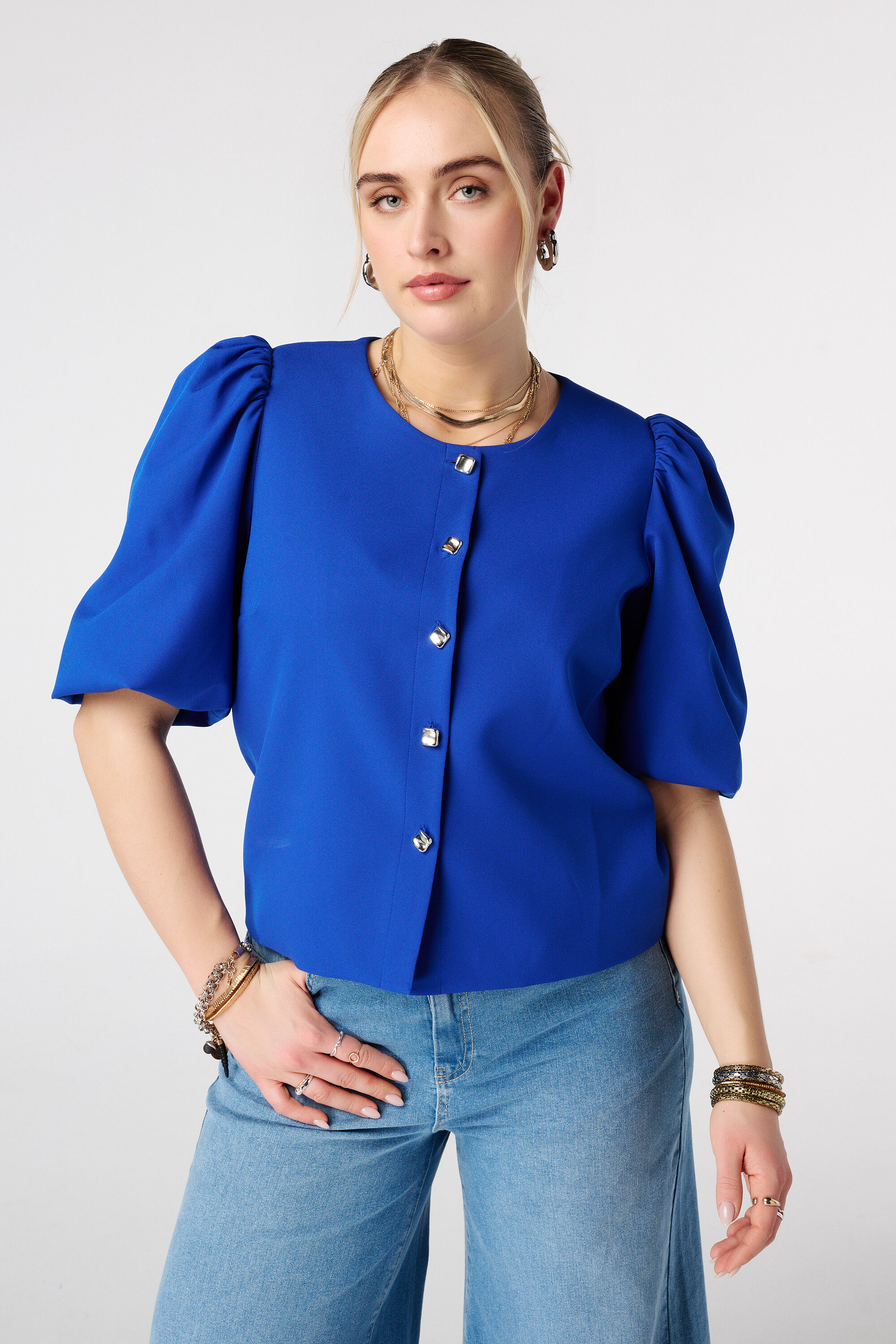 Blazer &agrave; manches bouffantes courtes