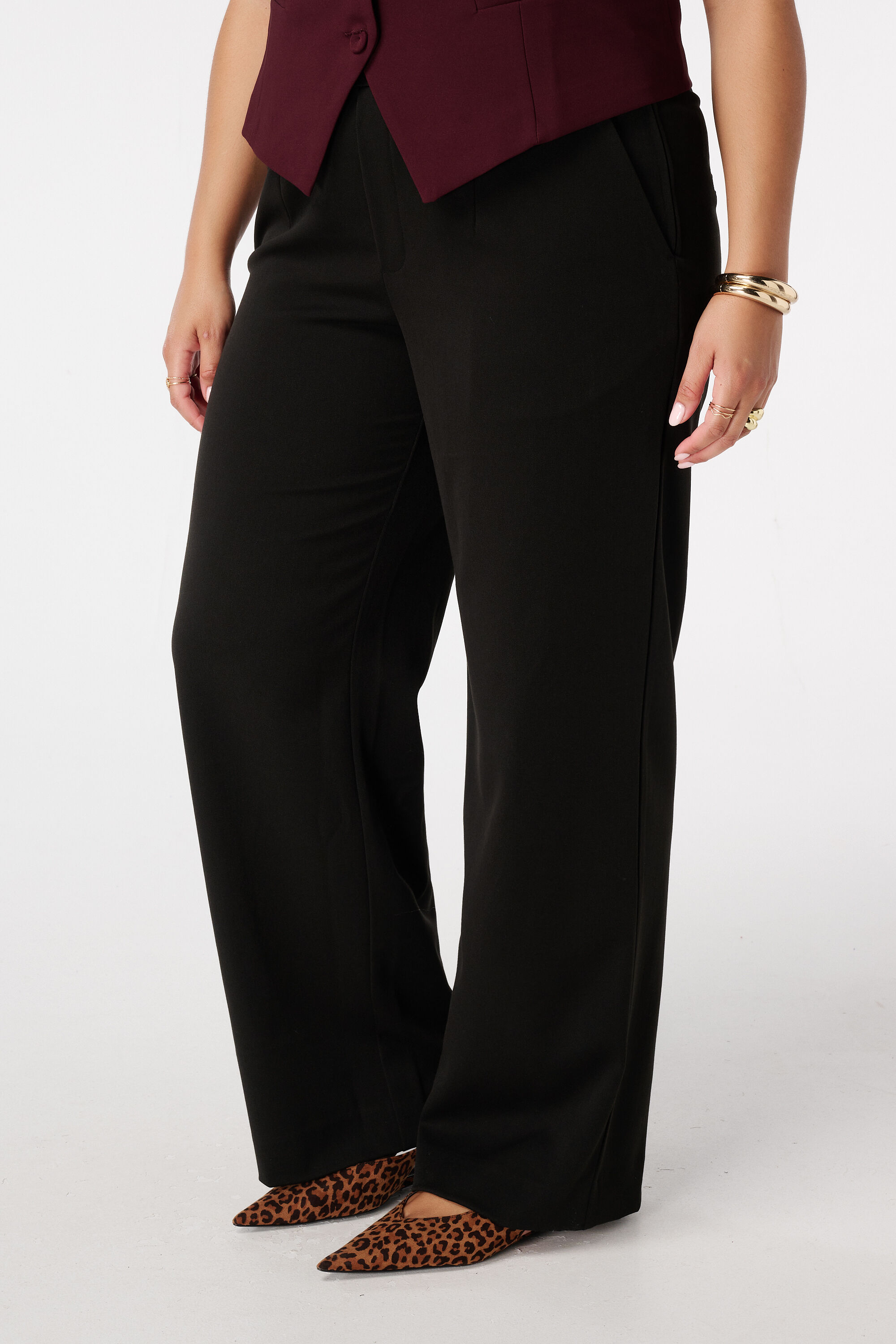 Pantalon large &agrave; taille &eacute;lastique image number 5