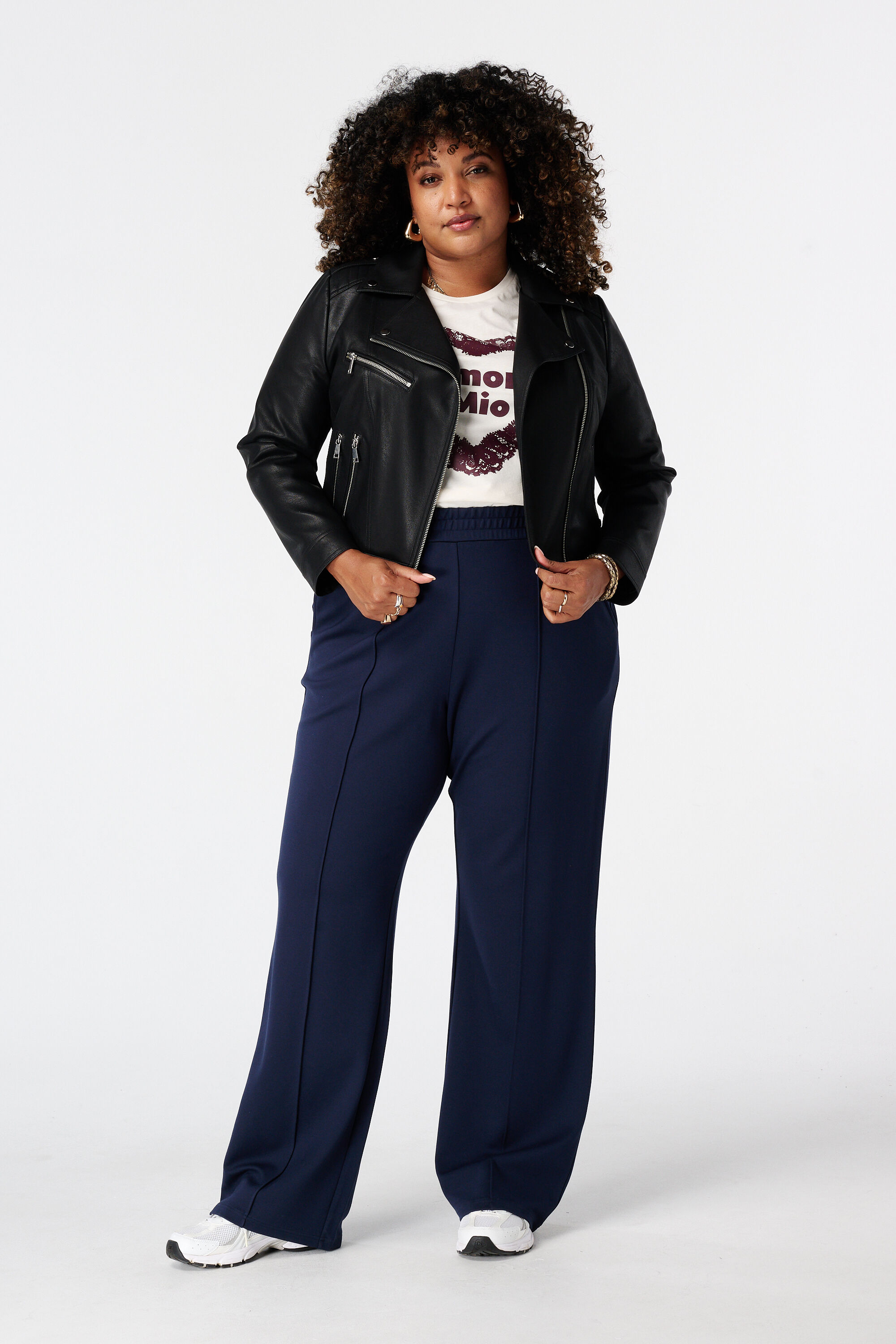 Pantalon wide leg avec taille &eacute;lastique