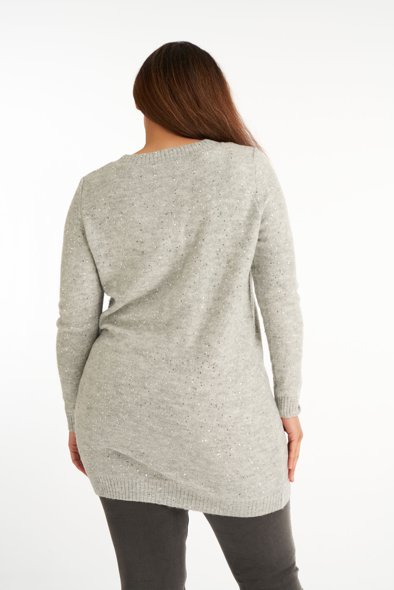 Pull-over long &agrave; paillettes image number 3