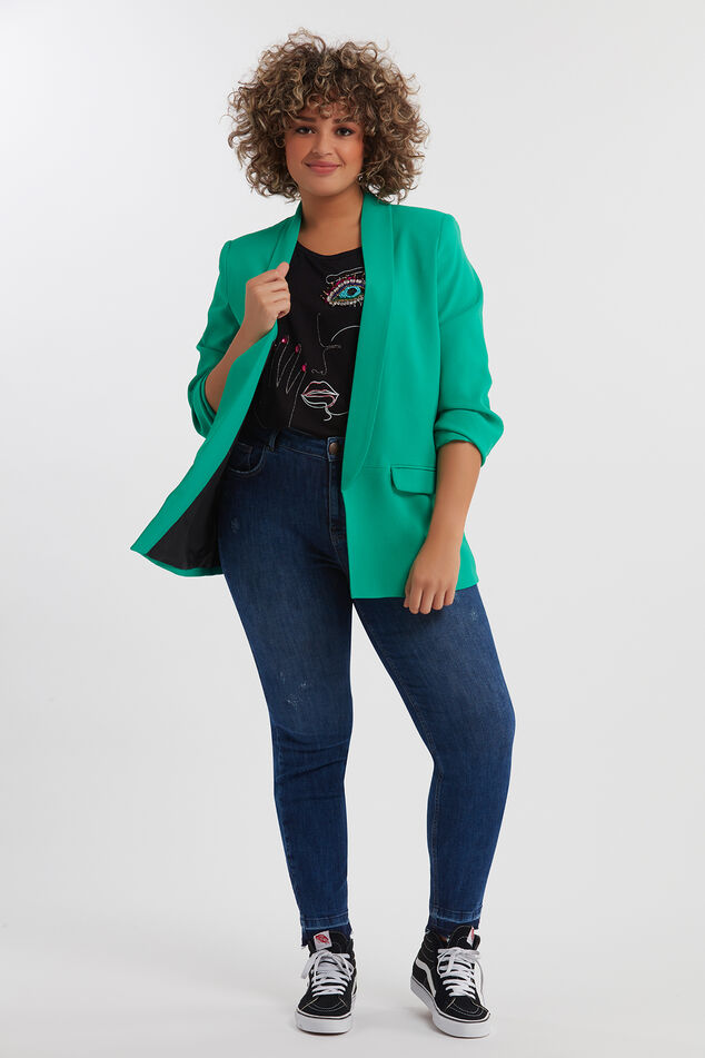 Crêpe blazer with crinkle effect image number 0