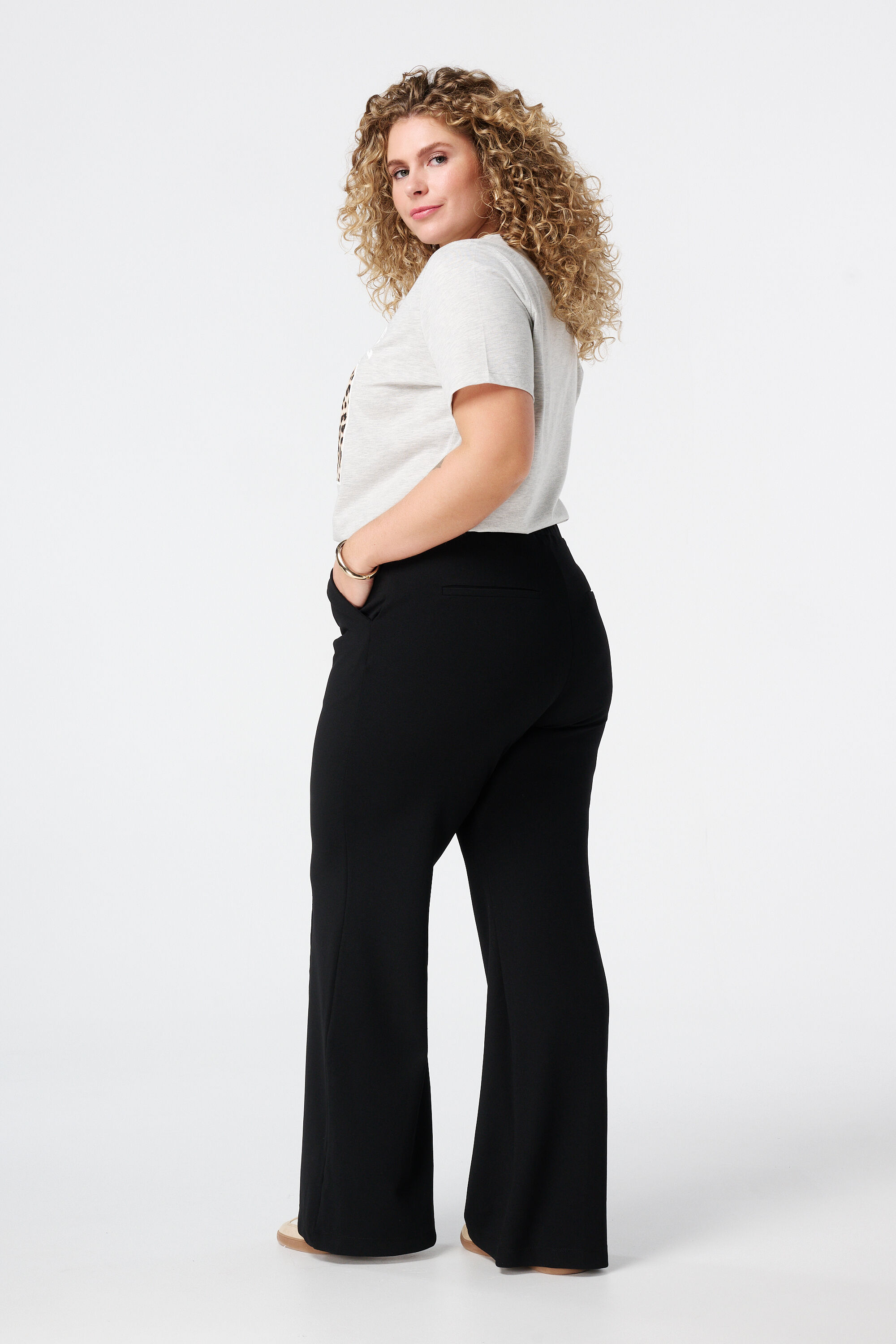 Pantalon avec taille &eacute;lastique image number 3