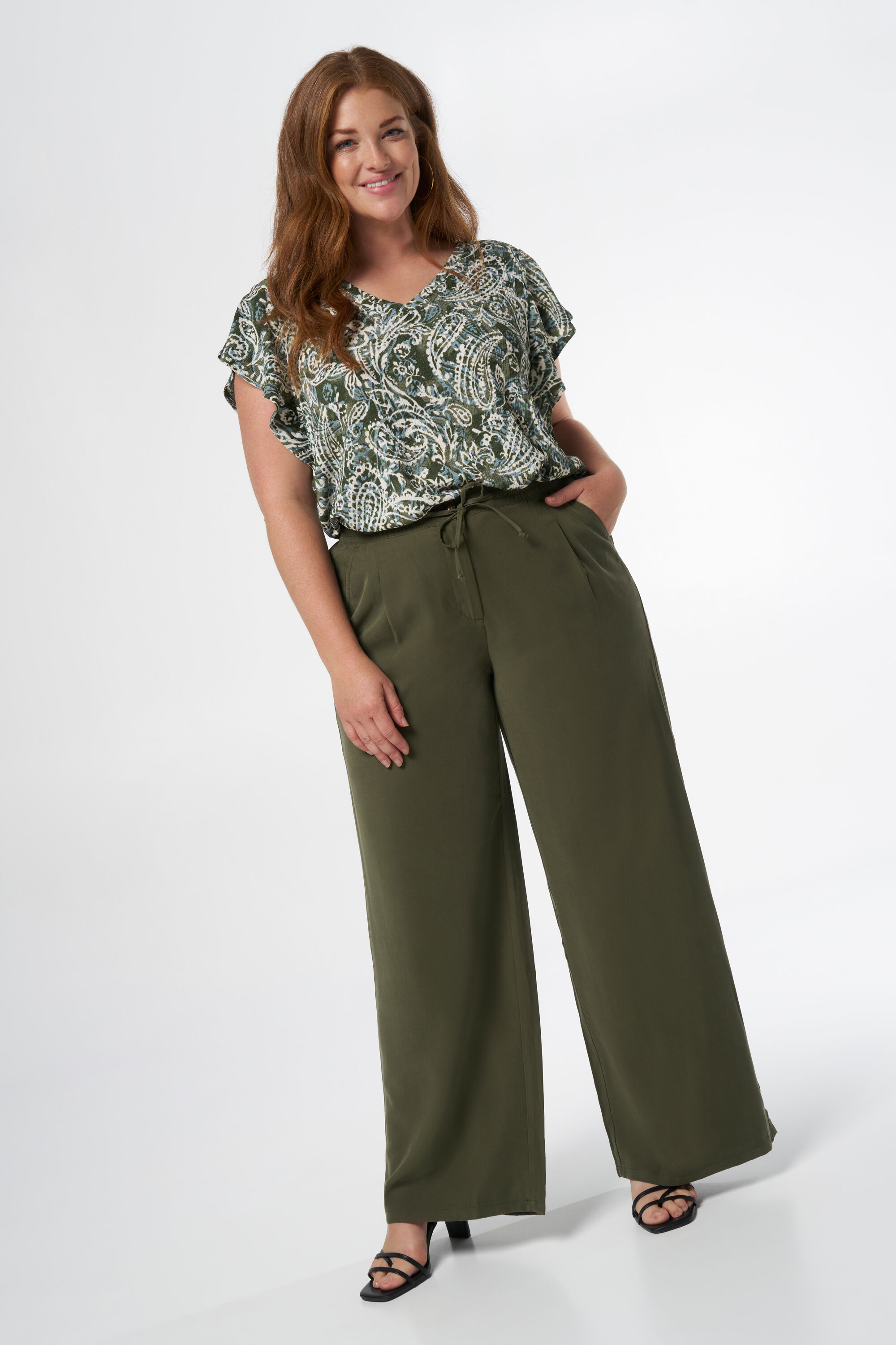 Femmes Pantalon avec cordon Kaki MS Mode