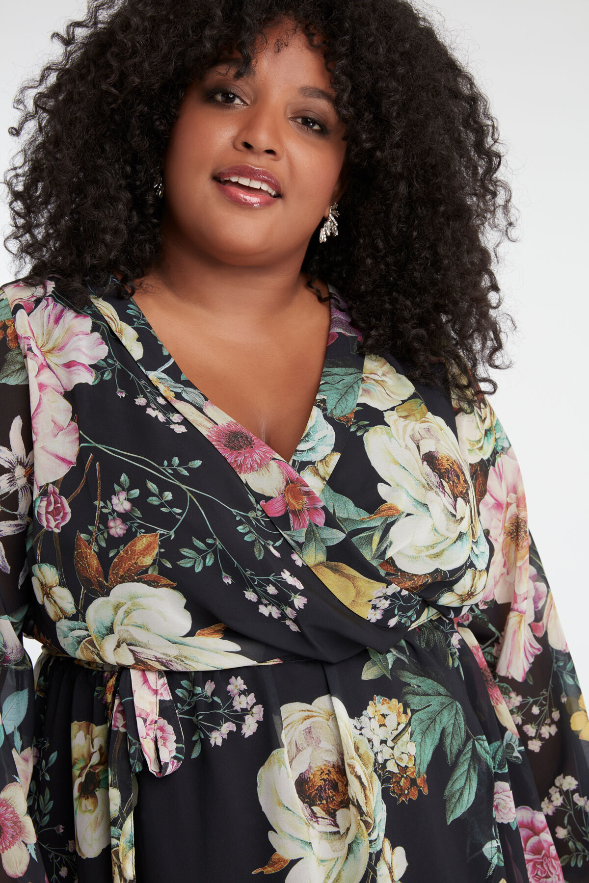 Robe portefeuille &agrave; imprim&eacute; floral image number 4