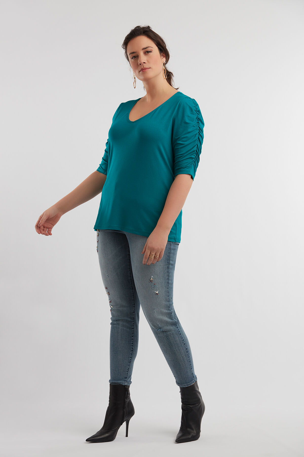 T-shirt avec manches pliss&eacute;es image number 3