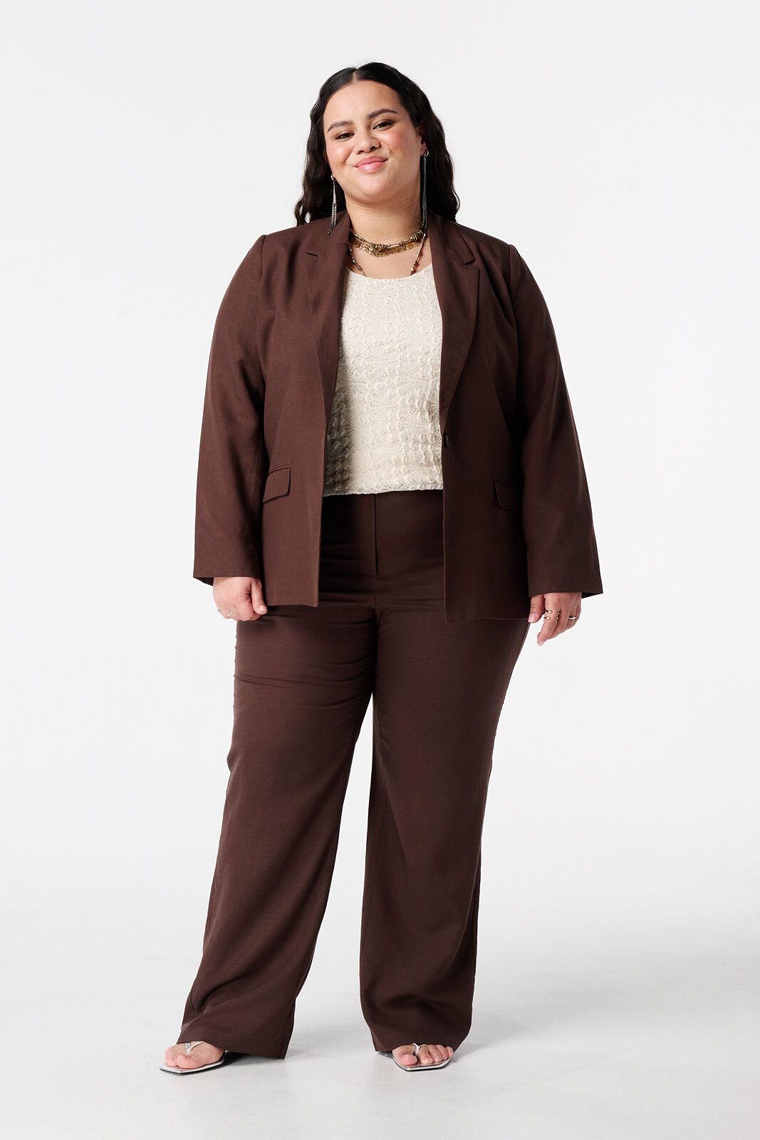 Pantalon wide leg en lin image number 0