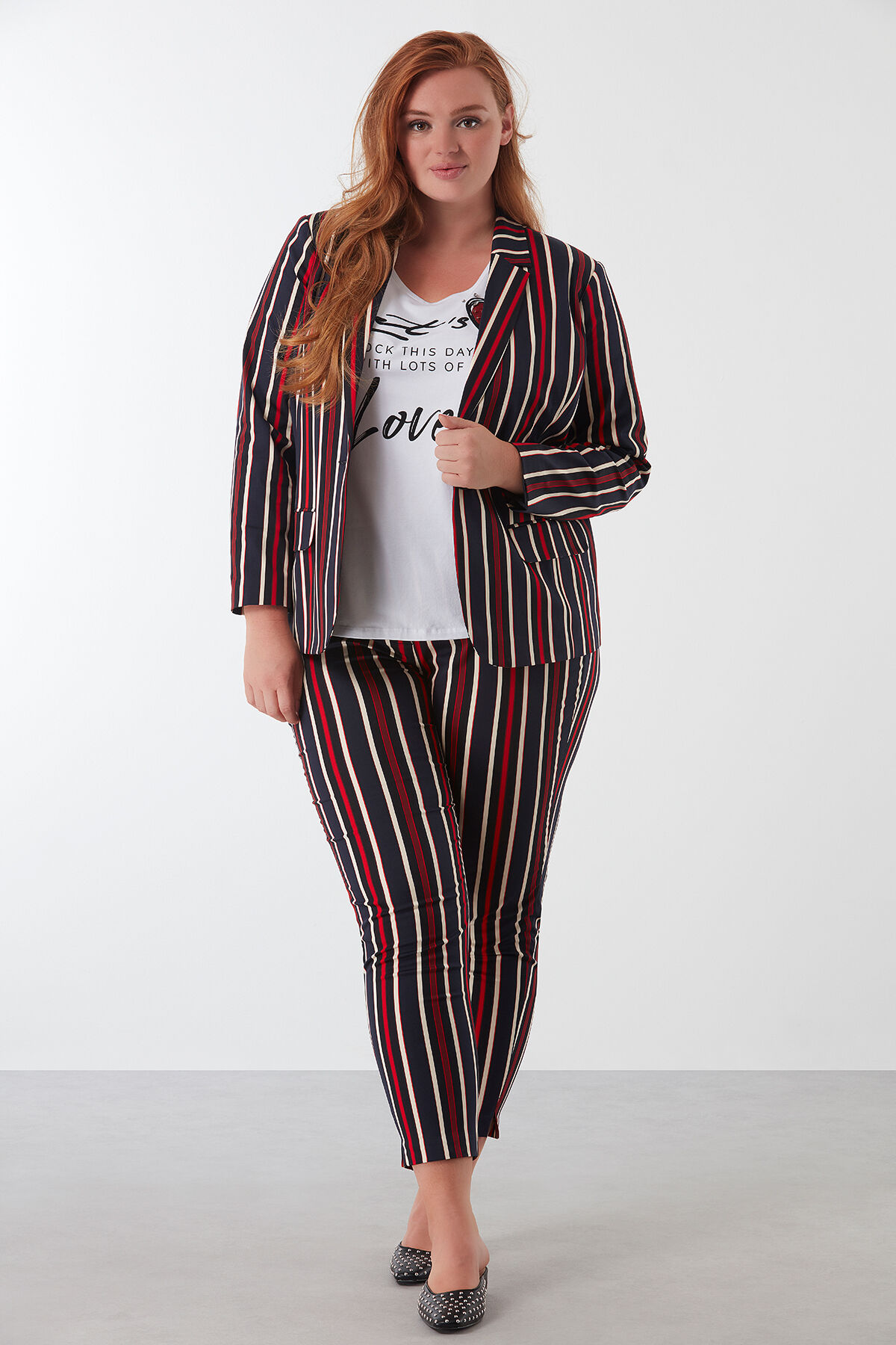 Veste blazer &agrave; rayures image number 3