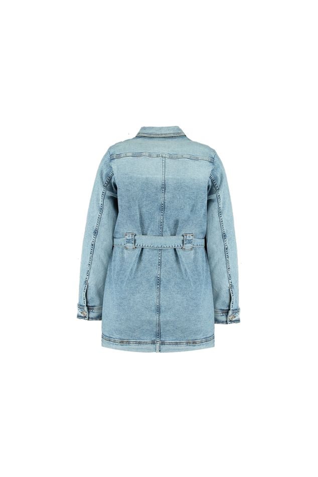 Veste en denim longue avec ceinture image number 2