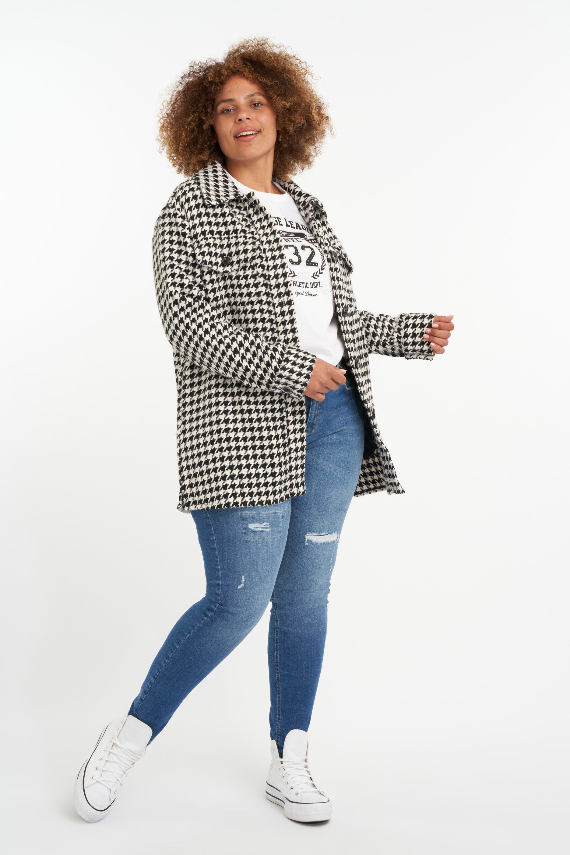 Veste chemise avec imprim&eacute; pied-de-poule image number 5