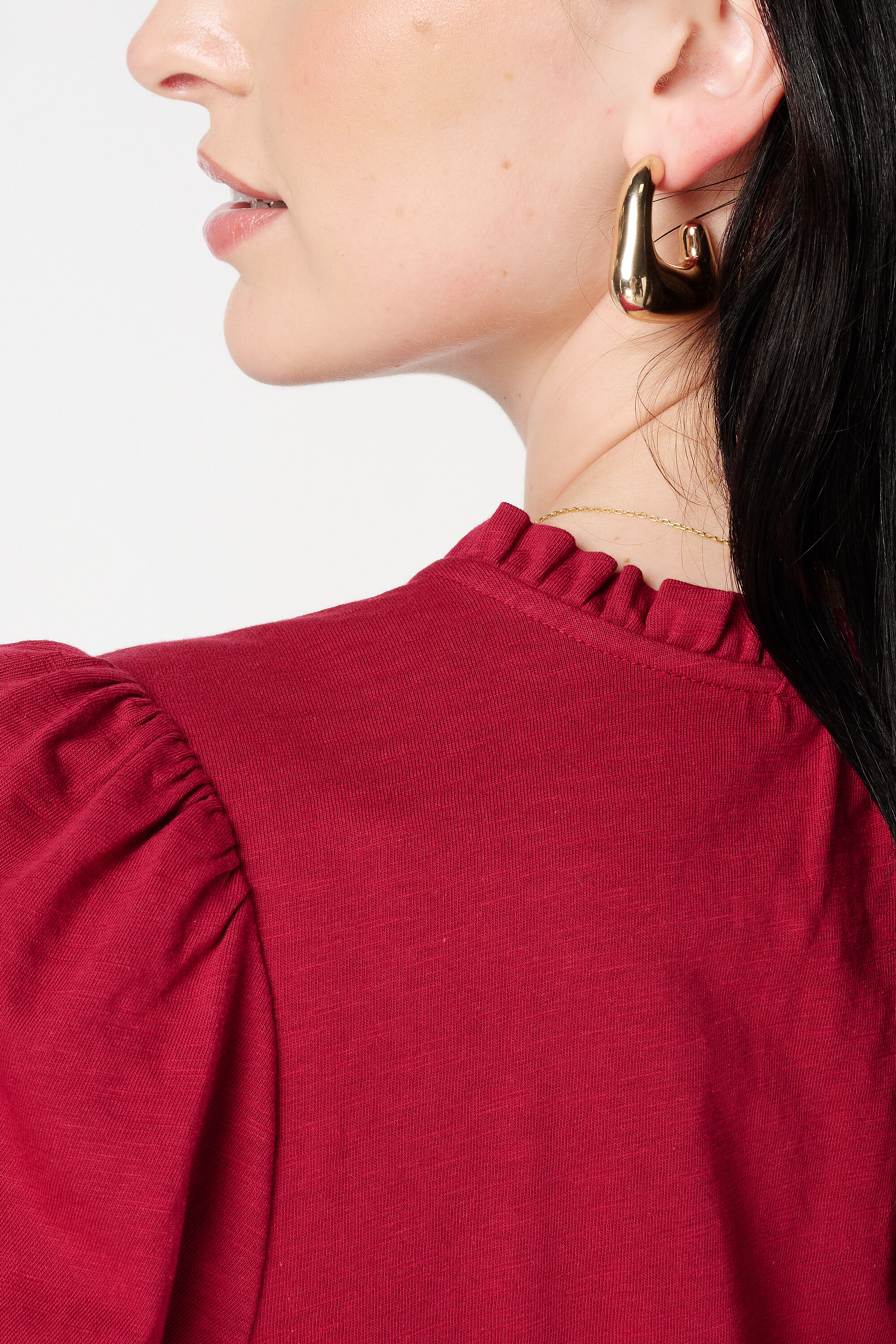 Haut avec col en V &agrave; volants image number 6