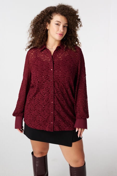 Top en jersey avec dentelle et paillettes Top en jersey avec dentelle et paillettes
