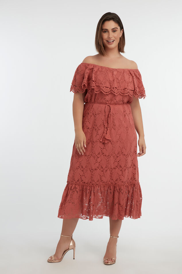 Robe en dentelle à épaules dénudées image number 7