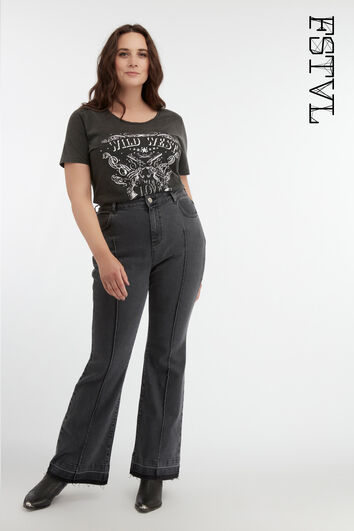 Jean &eacute;vas&eacute; taille haute