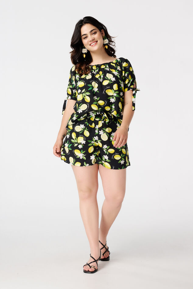 Short à imprimé citron et ceinture image number 0