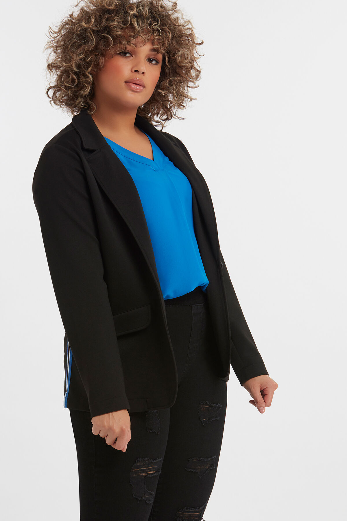 Veste blazer avec d&eacute;tails ray&eacute;s image number 3