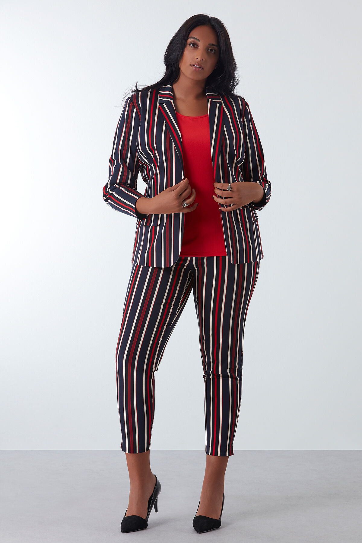 Veste blazer &agrave; rayures image number 6