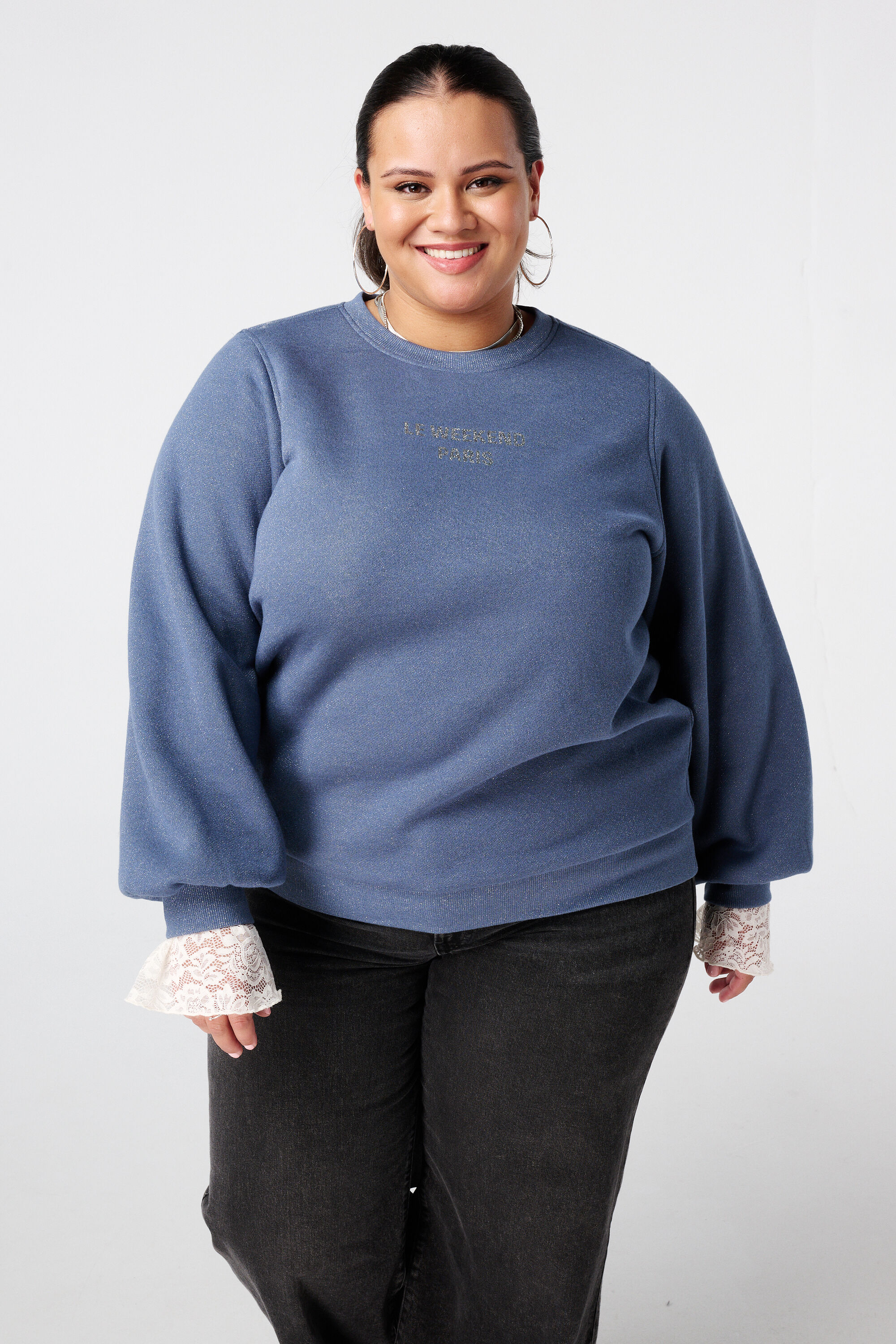 Sweat-shirt avec texte en lurex et paillettes