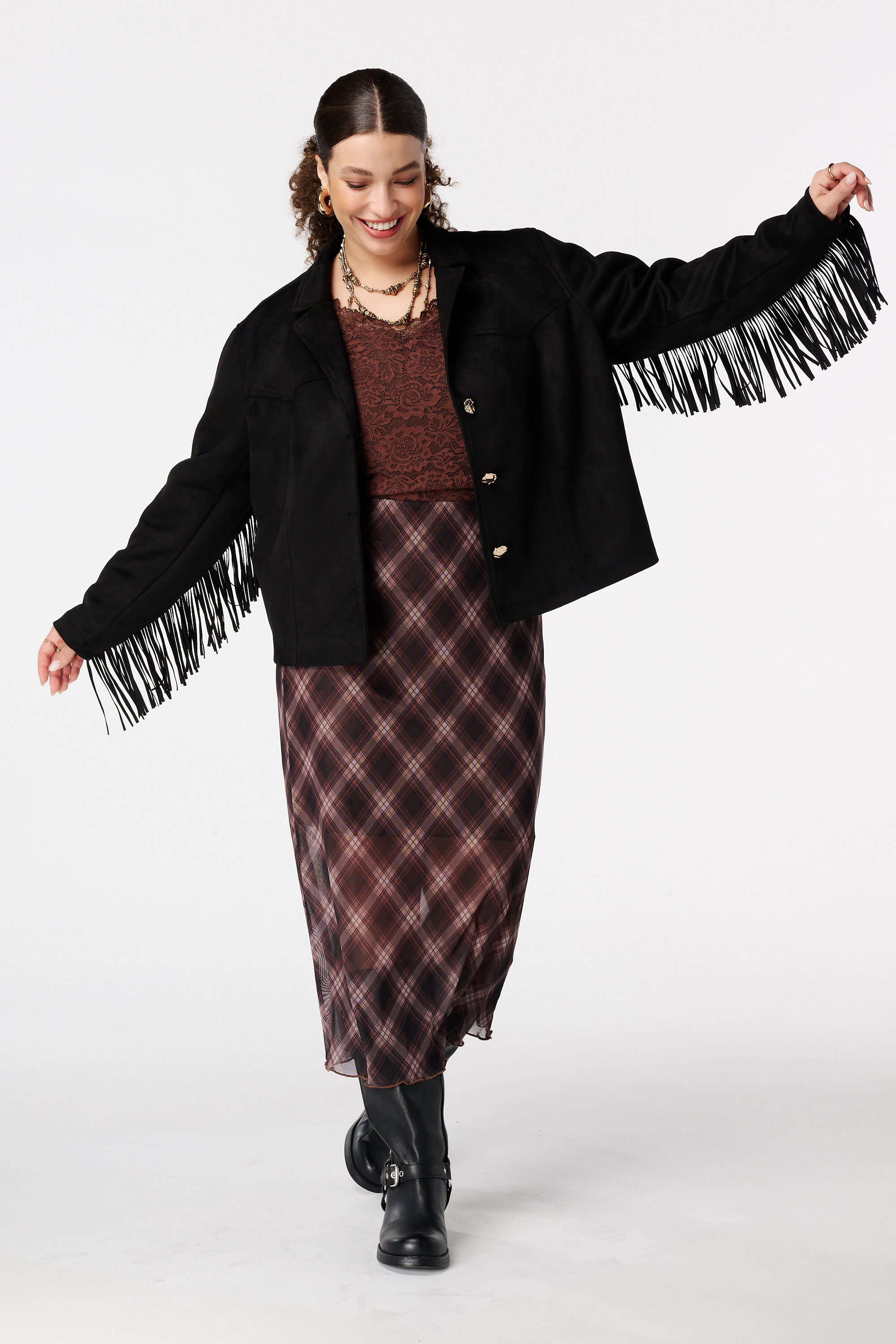 Veste en su&eacute;dine &agrave; franges image number 6