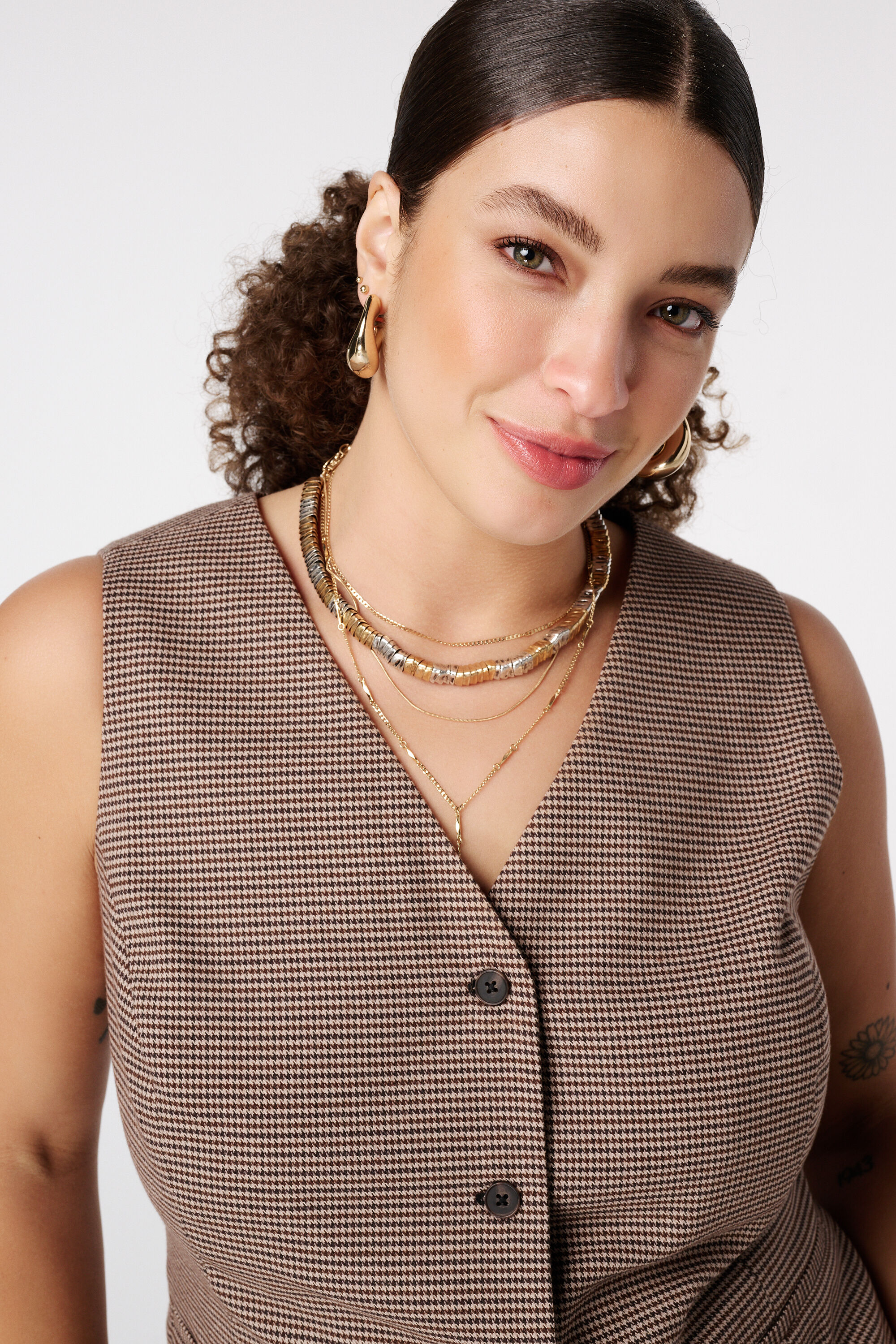 Gilet long &agrave; motif &agrave; carreaux image number 2