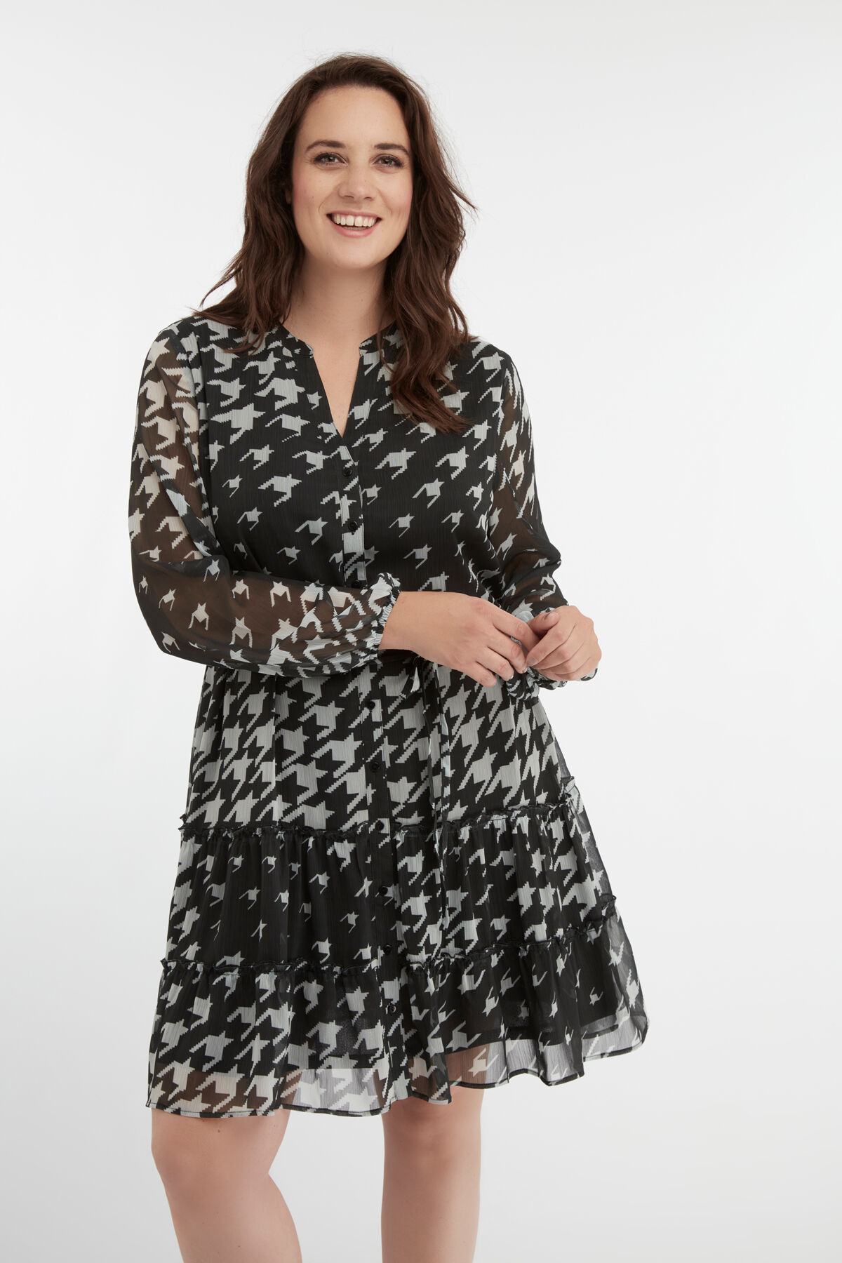 Femmes Robe a imprime pied de poule MS Mode