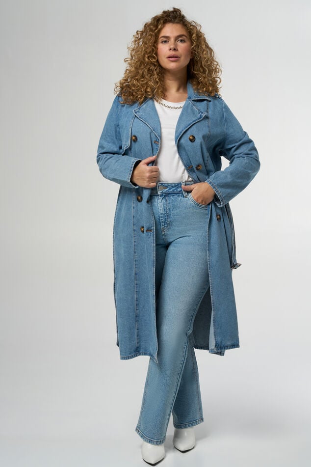Trench en jean avec ceinture image number 6